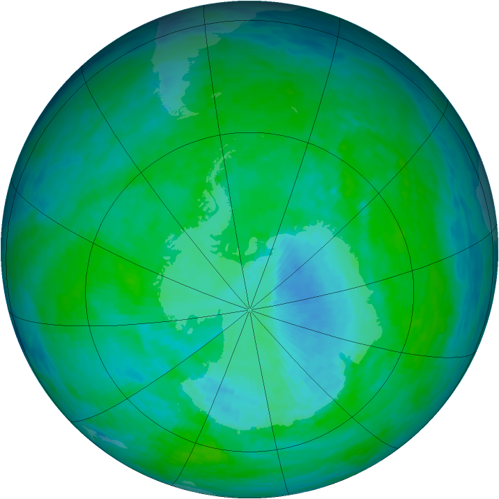 Antarctic ozone map for 16 December 1993